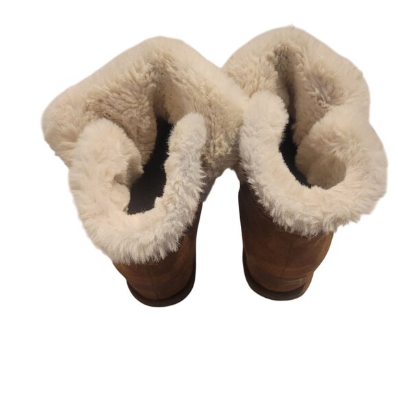 Cozy Brown‎ Faux Fur Lined Ankle Boots Winter Warm Comfy - Picture 4 of 6